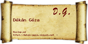 Dékán Géza névjegykártya